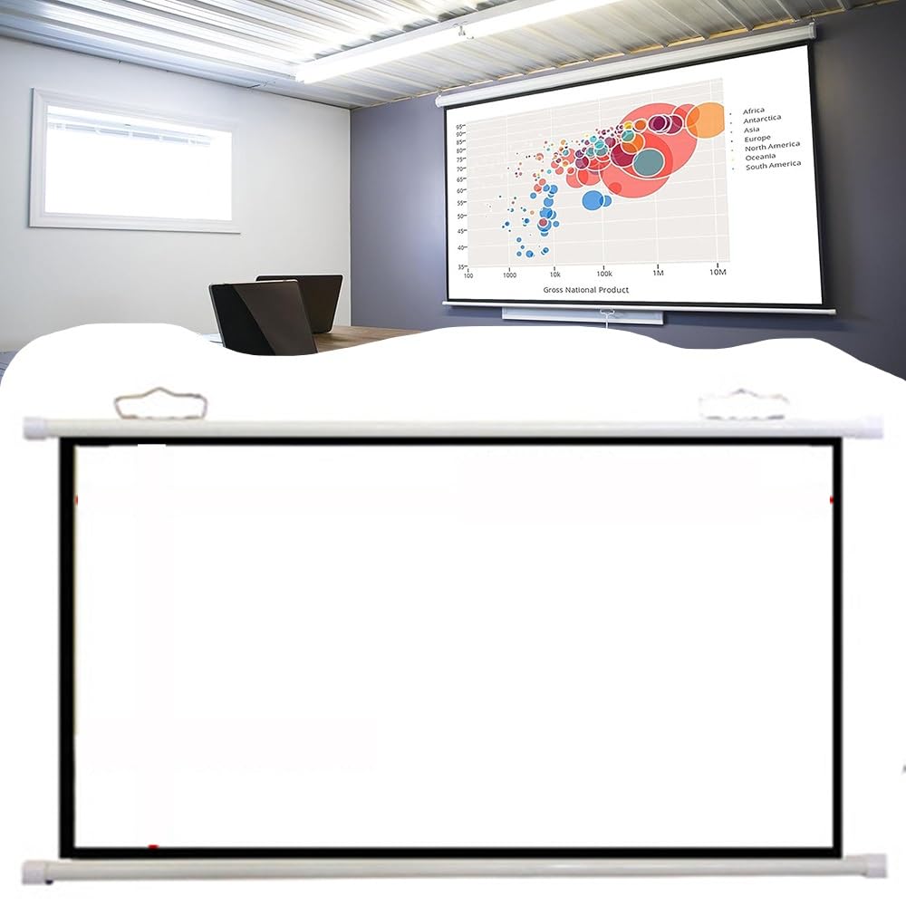 Schermo cinematografico Portatile, Schermo for proiettore Manuale Portatile di Diverse Dimensioni 30-72 Pollici 4:3 16:9 Bianco da Parete o soffitto(0.16875,60inch)