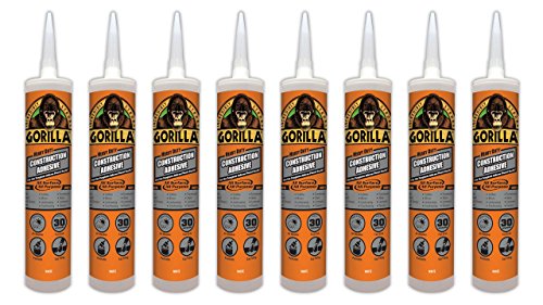 Gorilla Heavy Duty Construction Adhesive, 9 ounce Cartridge, White, (Pack of 8)