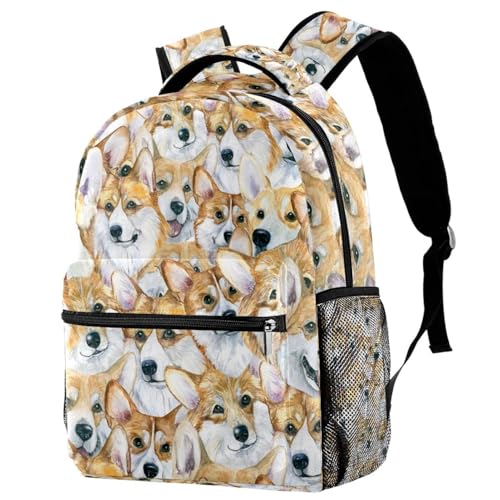 Sac à dos Corgi peint avec imprimé durable et cartable étanche pour élèves CP au collège