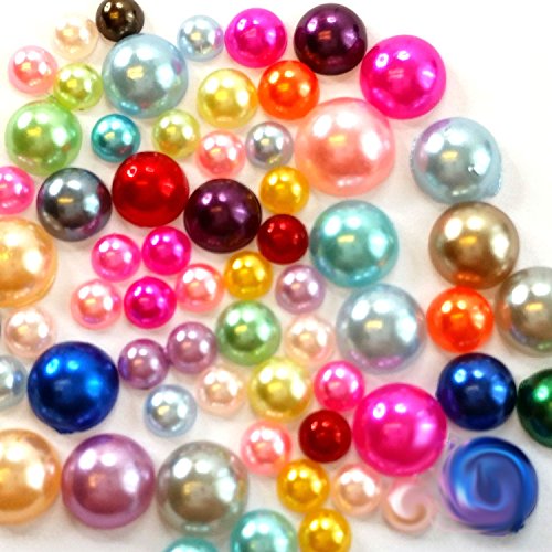 300 4mm-8mm Colorful DIY Art Faux Pearls Flat Back Cabochon Mix Colors & Size ship with Samples from GreatDeal68