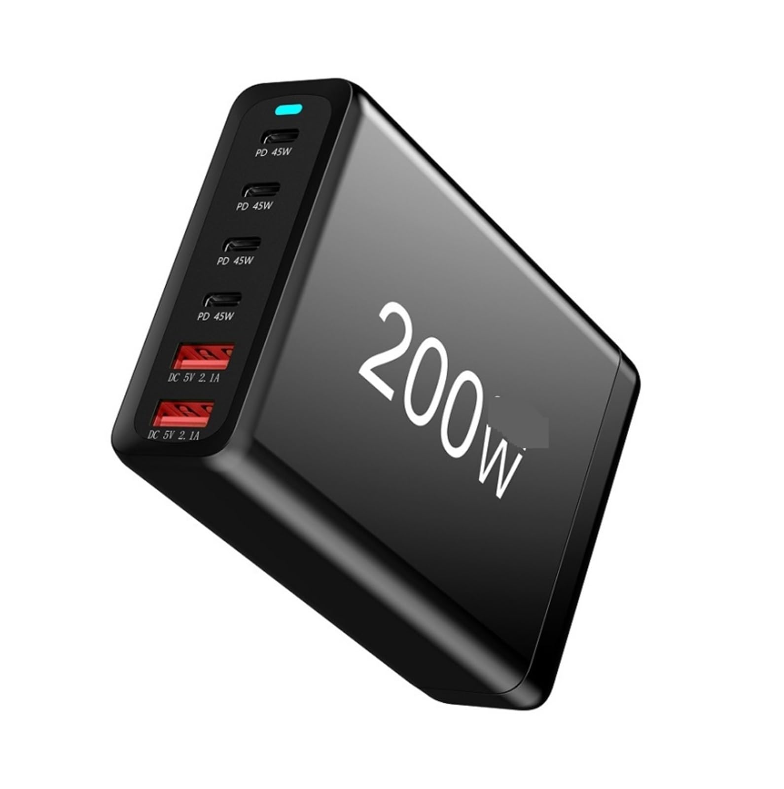 Ładowarka 200 W 6-portowa Stacja Ładująca USB Typu C PD QC4.0 Szybka Do Laptopa MożLiwość Szybkiego łAdowania(Black)
