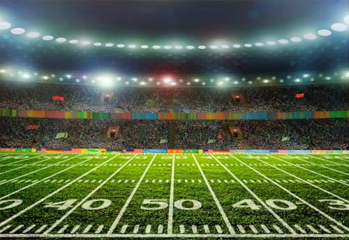Fmarui Football Backdrop 7x5ft Football Filed Photo Backdrop Sport Stadium Happy Birthday Themed Party Decorations Photoshoot Props