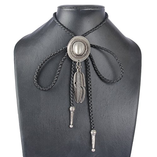 F Fityle Cowboy Ocidental Rodeio Bolo Gravata Moda Masculina Gravata Com Pingente De Penas De Chapéu