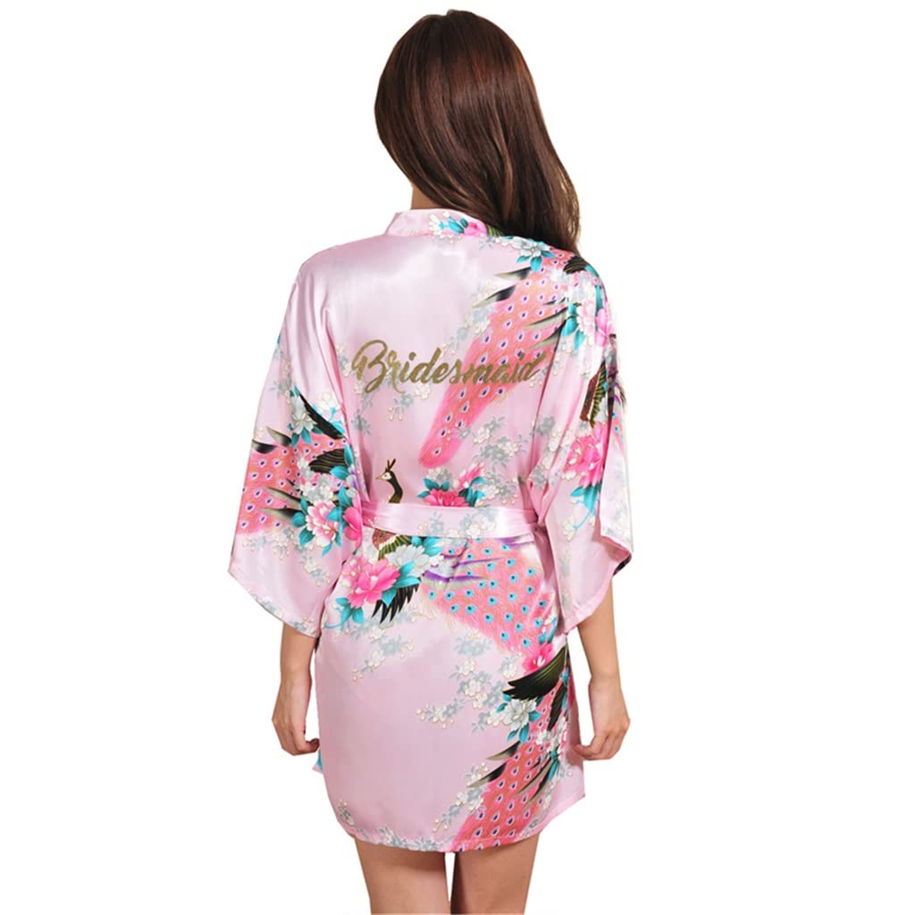 JSEIAJB Robes Sleepwear Robe Wedding Bride Bridesmaid Robes Pyjama Robe Female Nightwear Bathrobe Nightdress Nightgown D Small