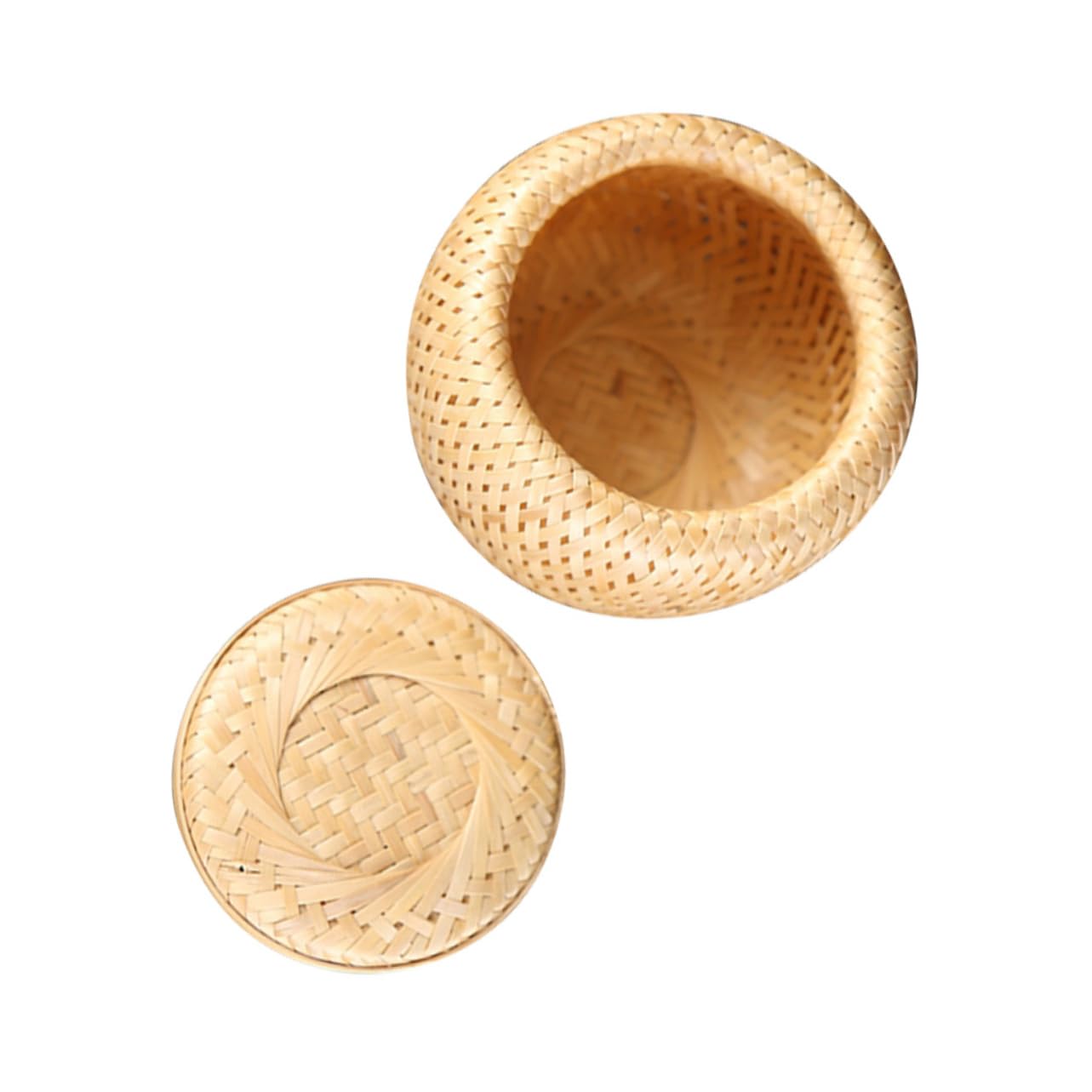 Alipis Woven Tea Basket with Lid Storage Jar for Loose Leaf Tea and Natural Tea Container Teaware Organizer for Home and Office Use