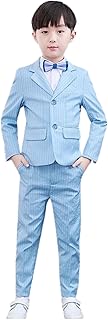 Niño Traje de Rayas 3-Piezas Formal Niños Esmoquin Casual Ring Bearer Traje con Chaqueta Pantalones y Chaleco
