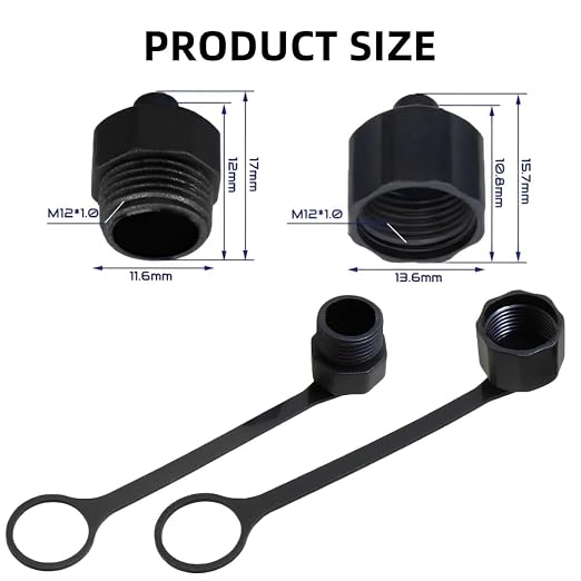10 tapas protectoras M12 para conector macho plástico miniatura 3