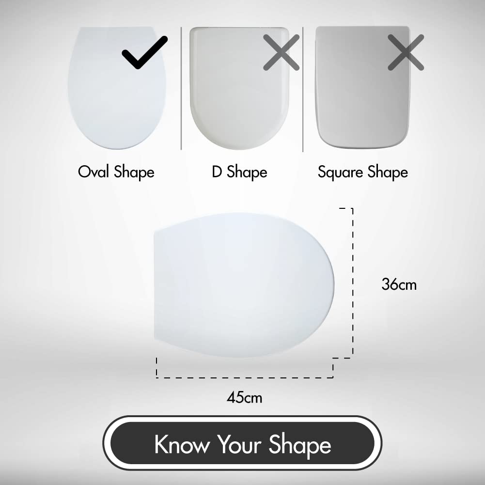 AQUALONA® Premium Thermoplastic Toilet Seat Soft Close Hardwearing Seat with One Button Hinge Release Oval Shaped Easy to Clean Simple Installation Top and Bottom Fittings (White - Image 3