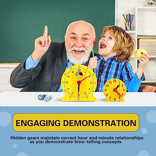 Image of Lenwen 75 Pcs Classroom Clock Kit 24 Hours Learn to Tell Time Teaching Clock Toy for Kids Teaching Time Resources for Kids Learning Teacher Classroom Supplies