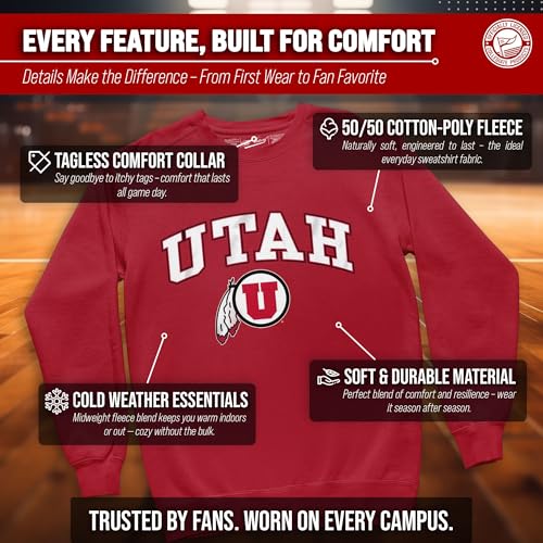 Image of NCAA College Sweatshirt Fleece Crewneck Pullover for Men and Women | Officially licensed NCAA college gameday crewneck pullover - 9 oz fleece lined sweatshirt with arch and logo design