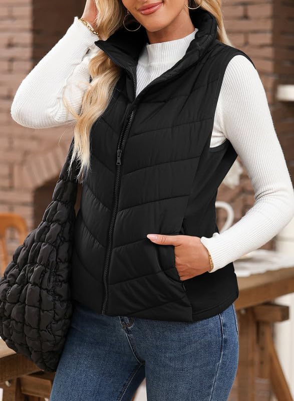 Dokotoo Puffer Vest Women Sleeveless Zip Up Outerwear Stand Collar Quilted Vest Warm Winter Jackets Coats with Pocket - Image 5