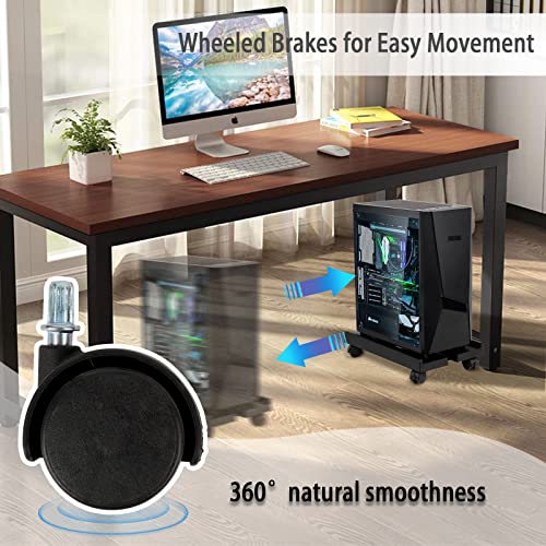 Retyion Pc Stand Adjustable Computer Tower Stand Mobile Cpu Stand With Caster Wheels Fits Home Office Under Desk (W: 7.87" To 11.81") #TOP2