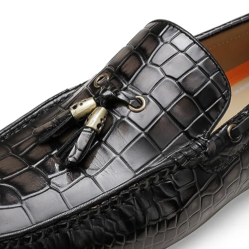Men's Leather Penny Loafers, Casual Alligator Pattern Business Dress Shoes Slip on Driving Moccasins Loafer Shoes for Mens2