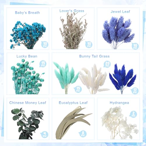 120 Pcs Blue DIY Natural Dried Flower Set miniatura 2