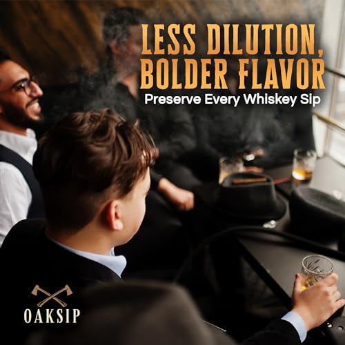 Image of Oaksip Wooden Bourbon and Whiskey Stones Set | Bourbon Gifts for Men, Real Oak & Charred Like A Whiskey Barrel | Great Whisky Gifts for Husband Dad or Brother for Men Who Have Everything