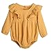 WFRAU Baby Strampler Mädchen Langarm Pure Farbe Taste Rüsche Leinen Schlafanzug Overalls Säugling Spielanzug Baby-Nachtwäsche Hosen Tops Jumpsuit Outfit Body Bodysuit Kleidung