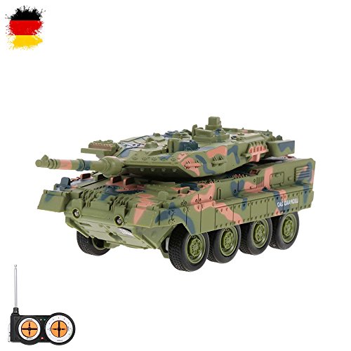 HSP Himoto German Leopard 2A7 - Mini carro Armato radiocomandato con simulatore di Colpi, Illuminazione e Telecomando, Set Completo
