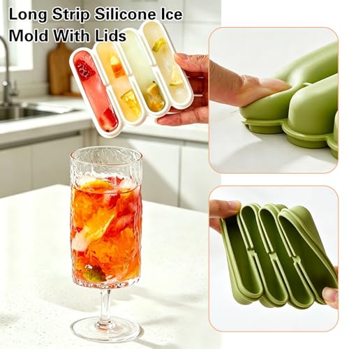 Molde de hielo de silicona con tapa 2 piezas blanco miniatura 3