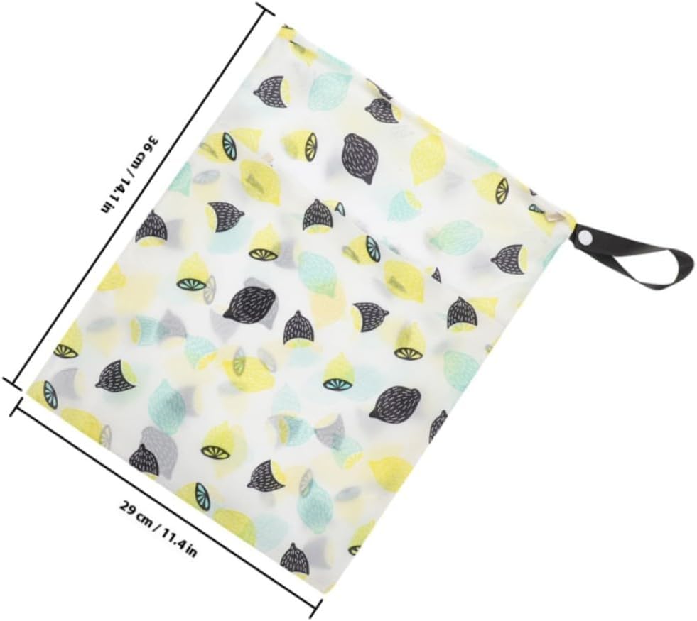 4pcs Waterproof Wet Dry Bags for Diapers Reusable Zippered Storage Pouches Washable Travel Wet Bags for Pool Beach Stroller with Lemon and Star Prints