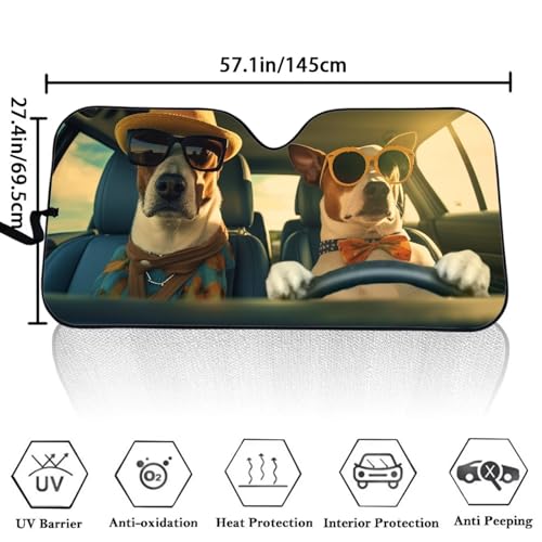 Tomeusey Funny Dog Car Windshield Sun Shade, Foldable Sunshade for Front Window,UV Reflector Sun Protection Auto Windshield Sun Shades Cover by Tomeusey - Used condition - Image 5