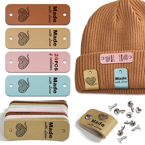 24pcs Crochet Tags for Handmade Items Made with...