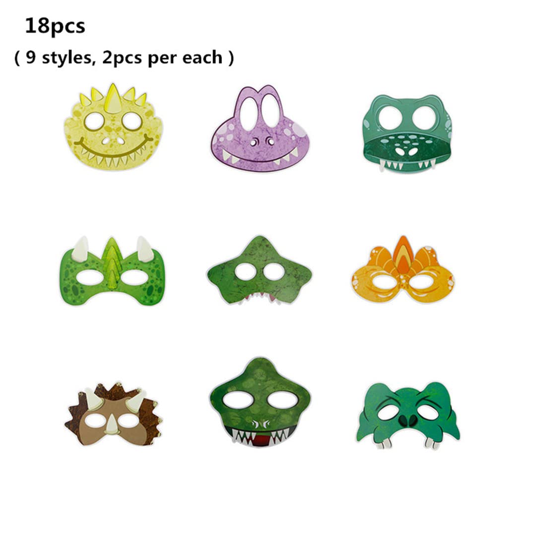 RFAPTDM 18 Pcs Dinosaur Masks Party Supplies Felt and Elastic for Kid Dinosaur Masks Dress-Up Party Favors 18 Masks for Birthday Gifts Party Decorations