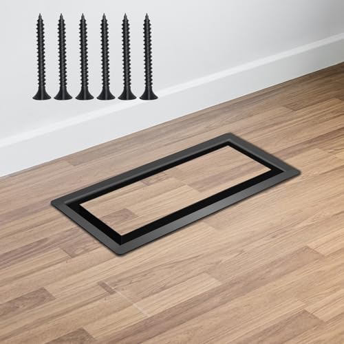Flush Mount Floor Register 4" x 12" Matte Black Metal with Mounting Screws, Vent Covers Decorative Floor Air Register for AC & Heating- Heavy Duty Durable Modern (1 Pack)