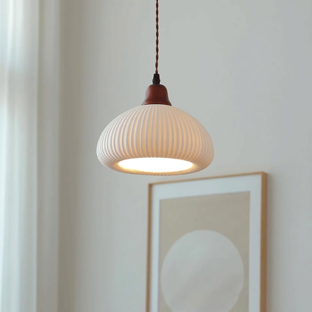 da a Sospensione a Testa Sina con Sorgente Luminosa E27, da a Sospensione in Ceramica e Legno ello con personalità Creativa, Dario in Stile Minimalista Giapponese, apparecchi di