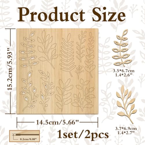 BENECREAT 2 Sets 20pcs Leaves Cut Chipboard Embellishments, 14.5x15.2cm Wooden Leaf Theme Decoration - Image 2