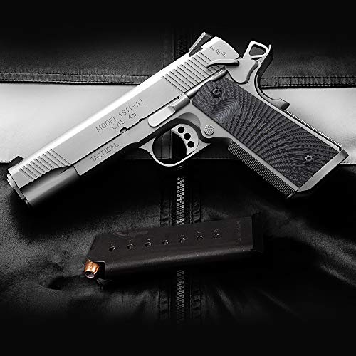 Cool Hand 1911 Grips, Magwell Cut, Full Size(Government/Commander), Sunburst Texture,G10, Ambi Safety Cut Grey/Black
