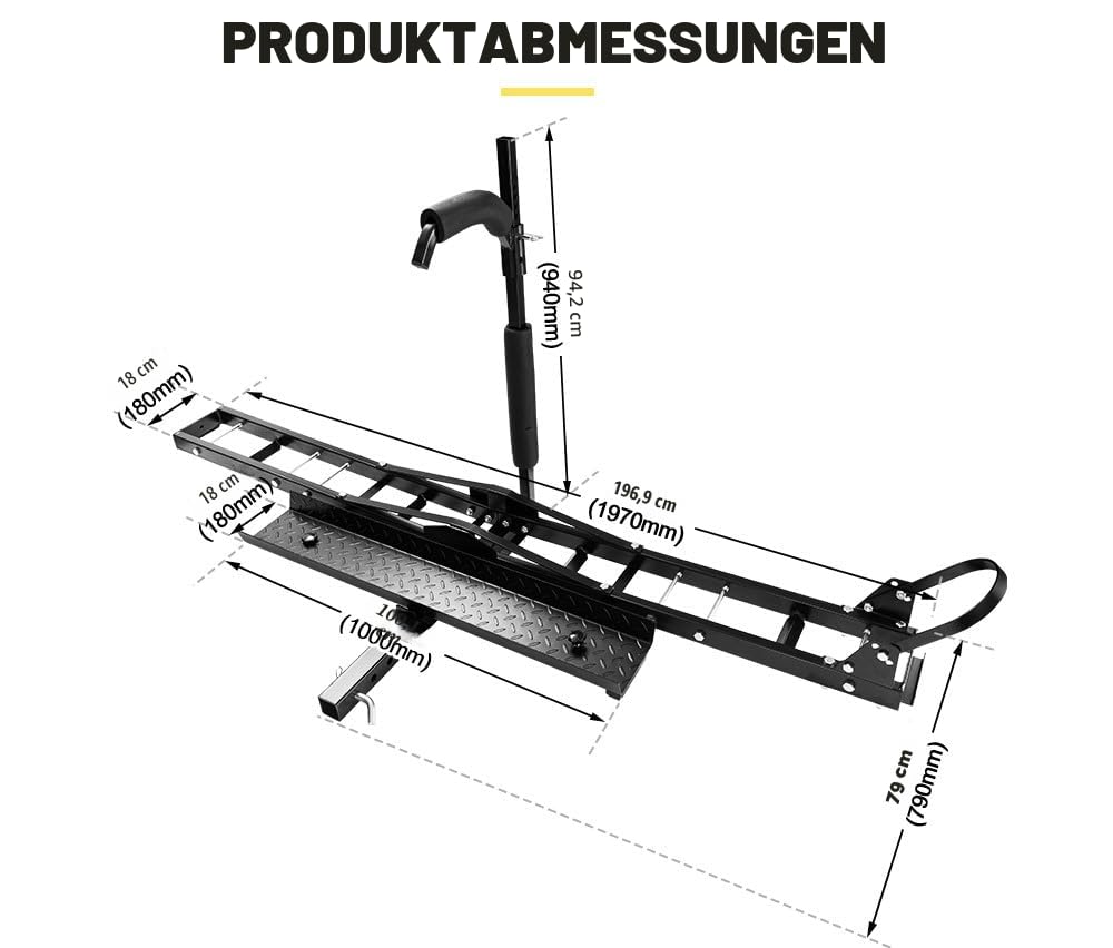 227 kg Motorrad-Kupplungsträger, Motorrad Dirt Bike Scooter Carrier Hitch Mount Rack Hauler Anhänger mit Laderampe und Kippsicherung
