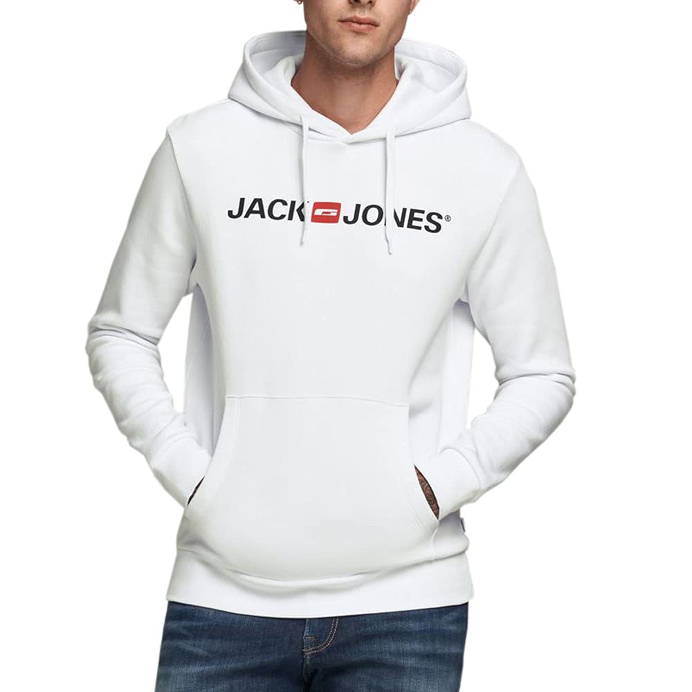 JACK & JONES JJECORP LOGO SWEAT HOOD NOOS 12137054, Felpe con cappuccio, Uomo, White, M