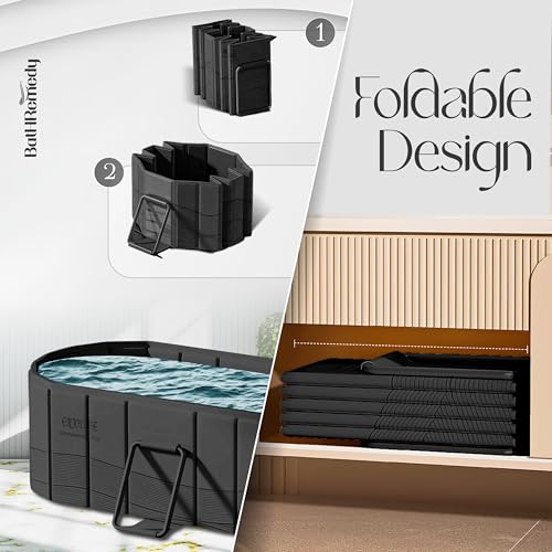 Image of Bath Tub for Adult for Bathroom, Foldable SPA Tub for Home Use with Drainage Hole, Thickened Insulated Ice Bath Tub, Inflatable BathTub for Adults, Ice BathTub for Adults (Black)