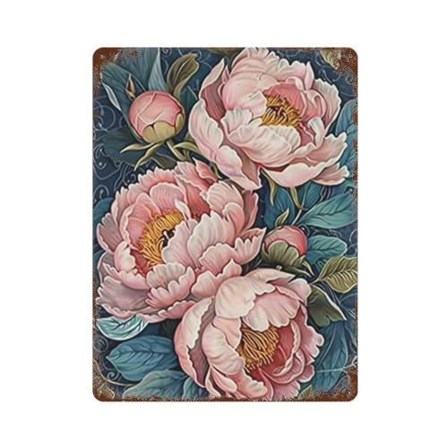 Plaque en fer blanc pivoine William Morris pour habiller un mur vide