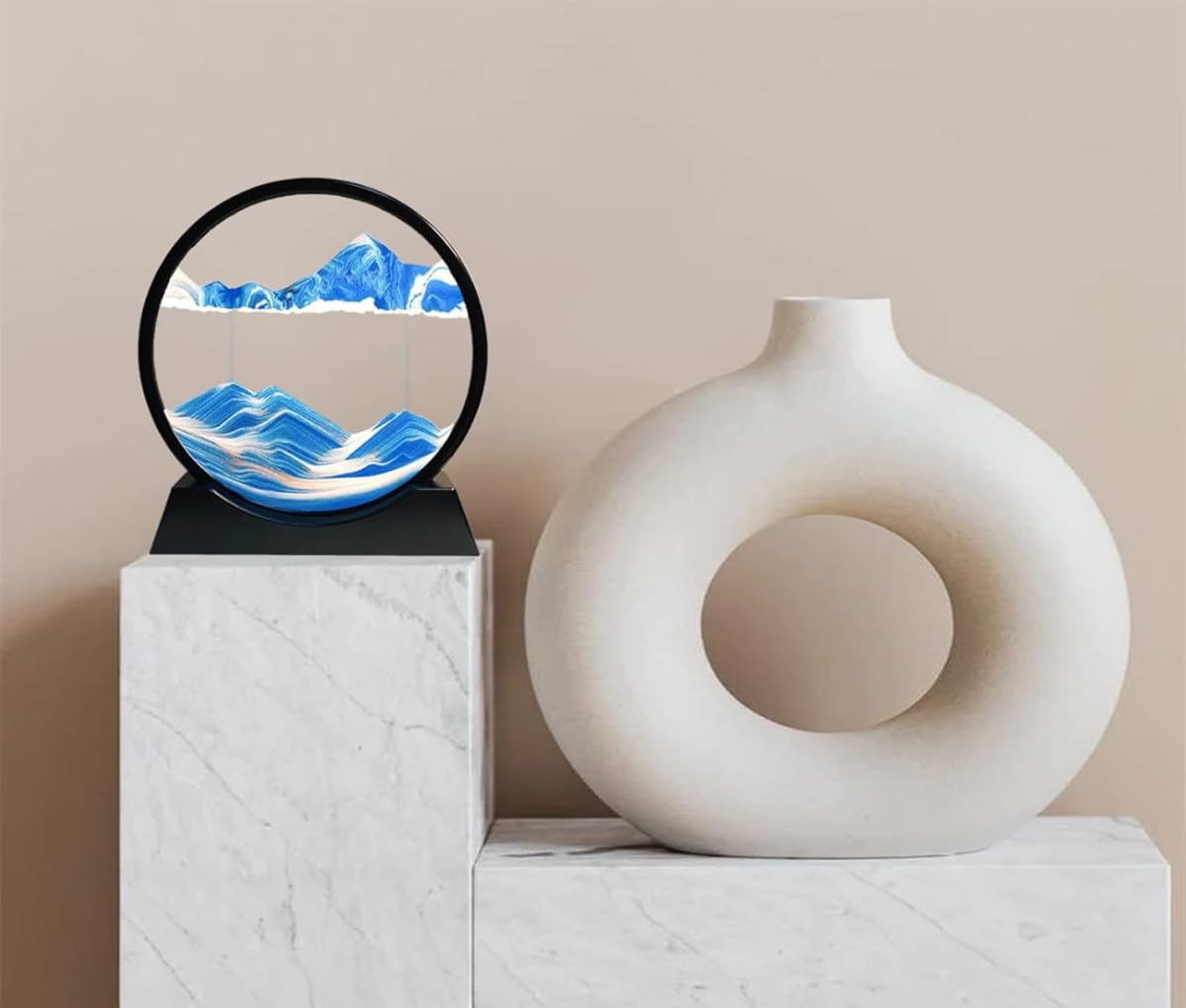 Obraz z piaskiem 3D, obraz piaskowy, płynąca klepsydra Aesthetic, dynamiczny obraz z piasku do obracania, niebieski ocean, piasek głębinowy, do tworzenia sztuki, dekoracja domu i biura