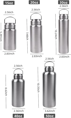 Miniatura 3 de Botella de agua de 1520304151 onzas  Botella de agua de metal de 188  Botella de agua de acero inoxidable de una sola pared no aislada  Botella de