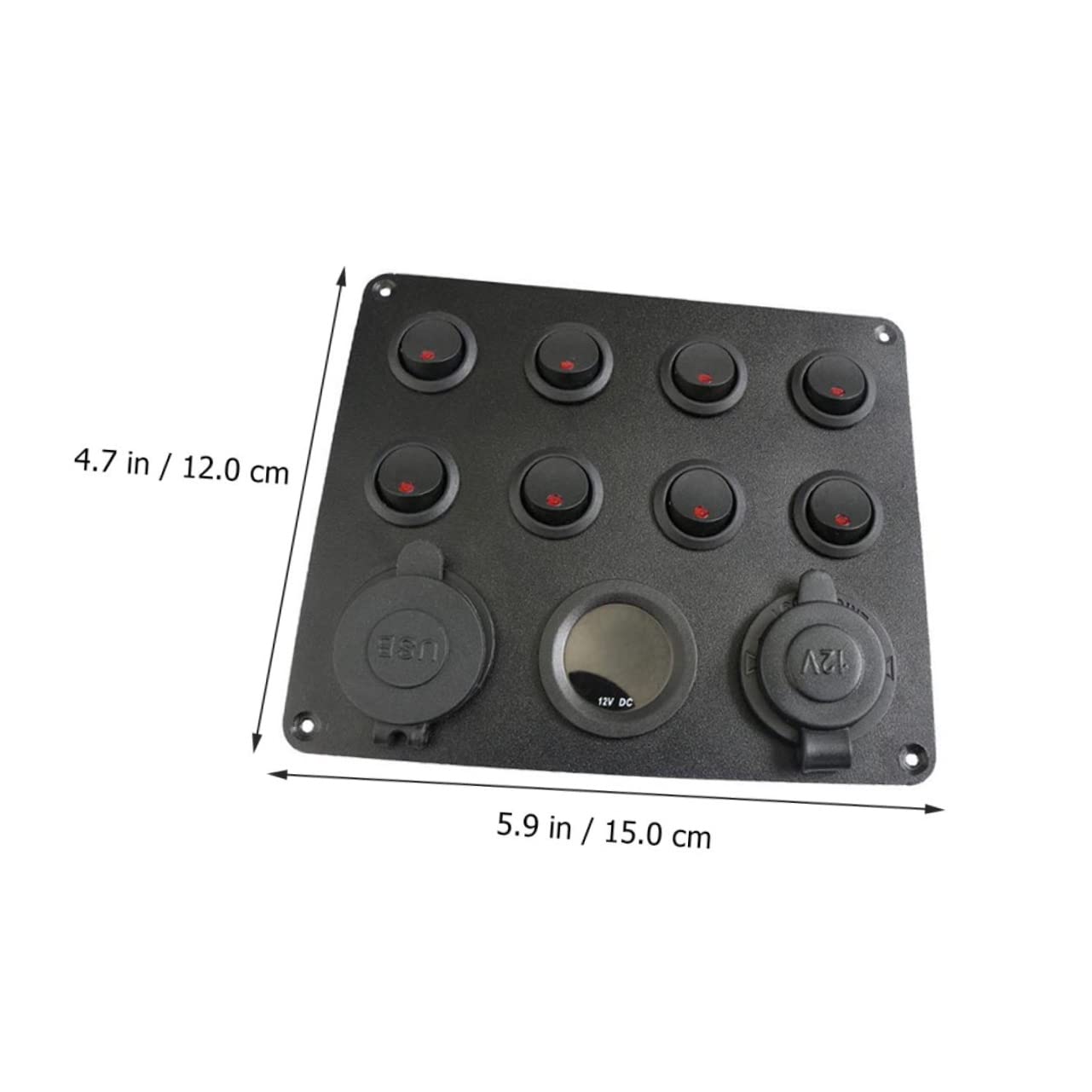 Panel de Control Combinado de Voltímetro Dc12/24v 8 Entradas Negro