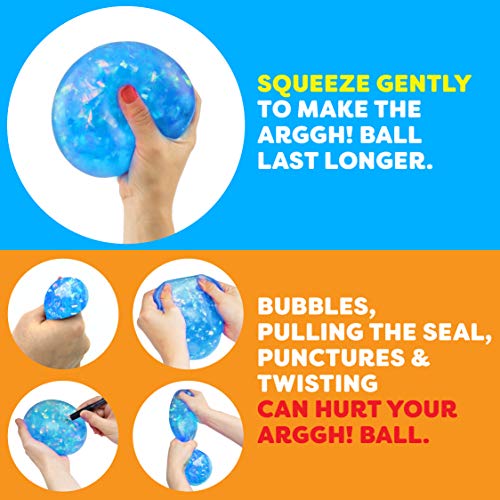 Power Your Fun Arggh Glitter Stress Ball for Adults and Kids - Medium Squishy Stress Ball Fidget Toy, Anti Stress Sensory Ball Squeeze Toy (Blue) - Thumbnail 6