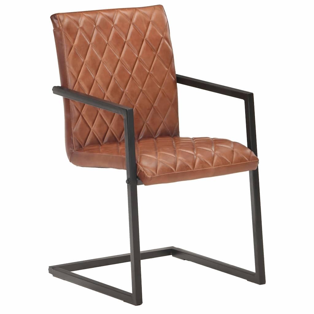 Chaises à Manger Clever Lot de 6 Marron Cuir Véritable