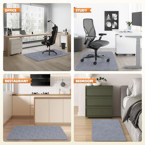 Image of Office Chair Mat for Hardwood and Tile Floor, 48 inch x 36 inch Computer Desk Chair Mat, Anti-Slip Mat for Rolling Chair, Large Floor Protector for Home Office, Light Gray