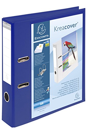 Exacompta - Ref 53789BE - Kreacover Collection - Prem'Touch Lever Arch File - 320 x 290mm in Size, Suitable for A4 Documents, Polypropylene, 2 Rings, 70mm Spine - Blue