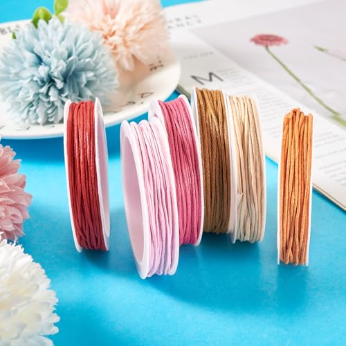 Cordón de algodón encerado Craftdady de 1 mm con 6 rollos resistentes para trenzas y joyas 4