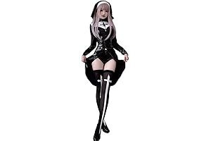 Gothic Sexy Nun Cosplay Costume with High Cut Stockings and Headband