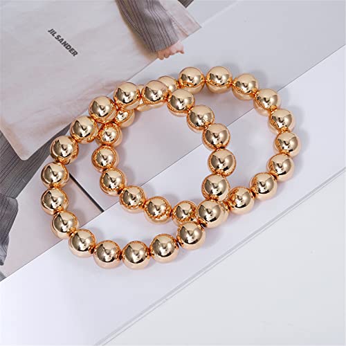 14K Gold Plated Beaded Bracelets Letter Stretch Dainty Stackable Bracelet for Women Girls - Image 4