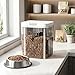 Wilafury Airtight Dog Cat Food Storage Container, 5L Pet Food Storage Containers with Lid & Measuring Cup, Clear Stackable Dog Dispenser Bins for Dry Cereals