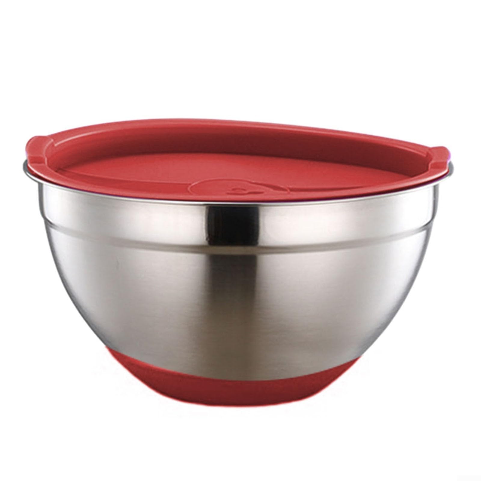 Cuenco de acero inoxidable resistente con parte inferior de silicona y tapa segura para cocinar, hornear, servir y organizar alimentos (30 cm - 6,5 L)