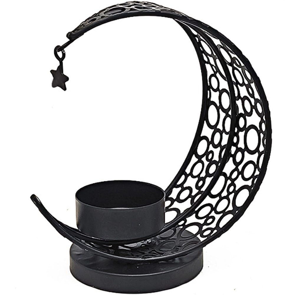 Ppmter Black Moon Candle Holder, Metal Tealight Candle Holder For Table Centerpiece Decorative Votive Candlesticks Holder For Party Home Decor