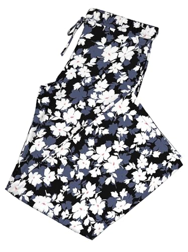Image of FLYCURVY Plus Size Women Pajama Pants Soft Long Sleep Lounge Pants Drawstring Star Floral Printed with Pocket L-5XL