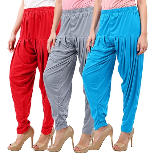 Image of Buy That Trendz Patiyala Pants for Women 3 Combo Patiyala Salwar Harem Viscose Bottoms Pants for Womens