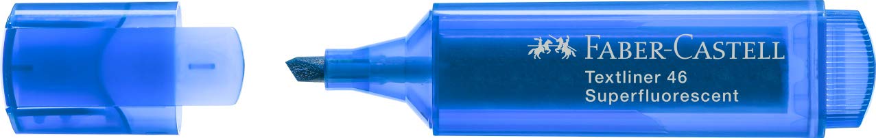 Faber-Castell Textliner 46 Textmarker Superfluoreszierend, Blau, 50 Stück